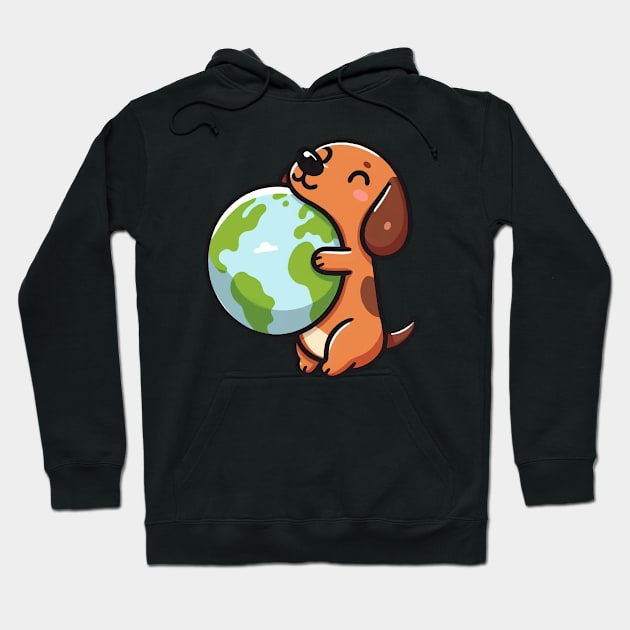 dachshund dog embracing the earth Hoodie by Arteria6e9Vena